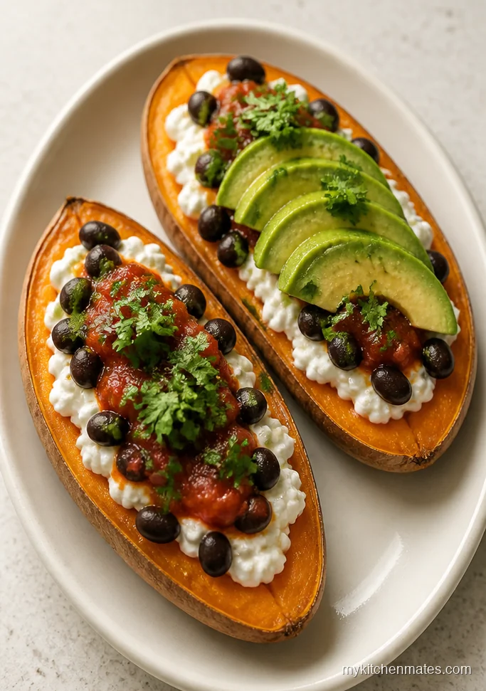 Cottage Cheese Stuffed Sweet Potatoes with Salsa