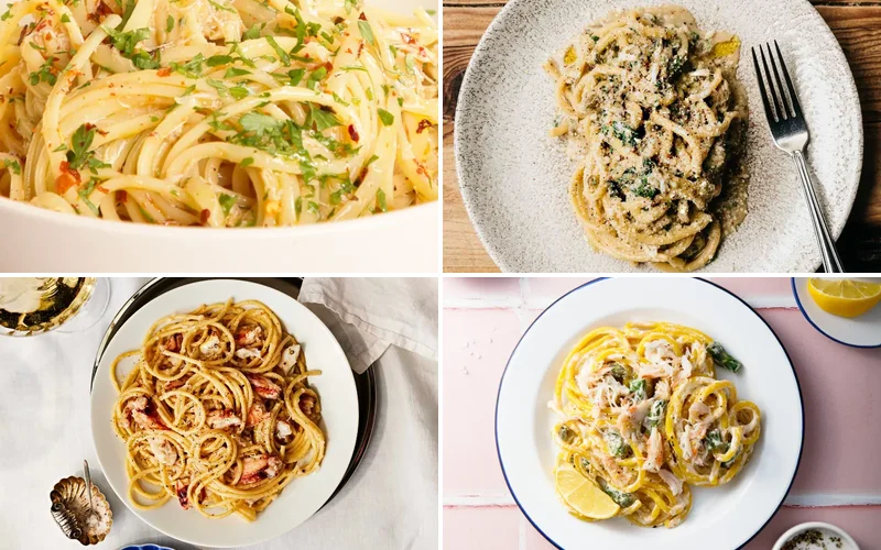 crab-pasta-recipes collage