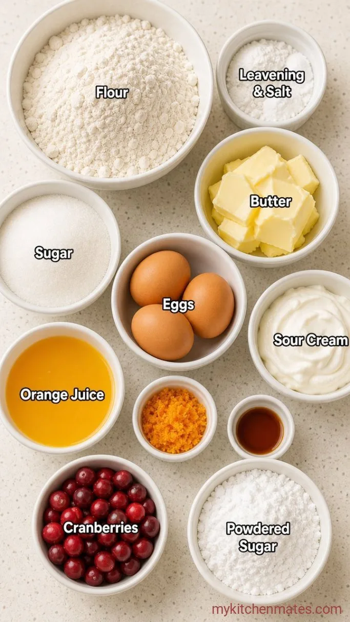 One-Bowl Cranberry Orange Bundt Cake Ingredients