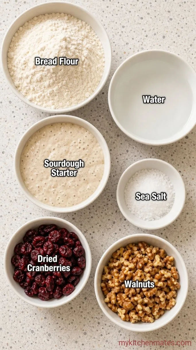 Overnight Cranberry Walnut Sourdough Bread Ingredients