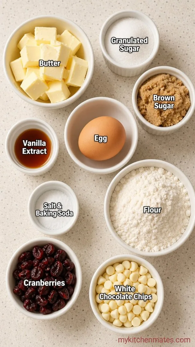 Chewy Cranberry White Chocolate Chip Cookies Ingredients