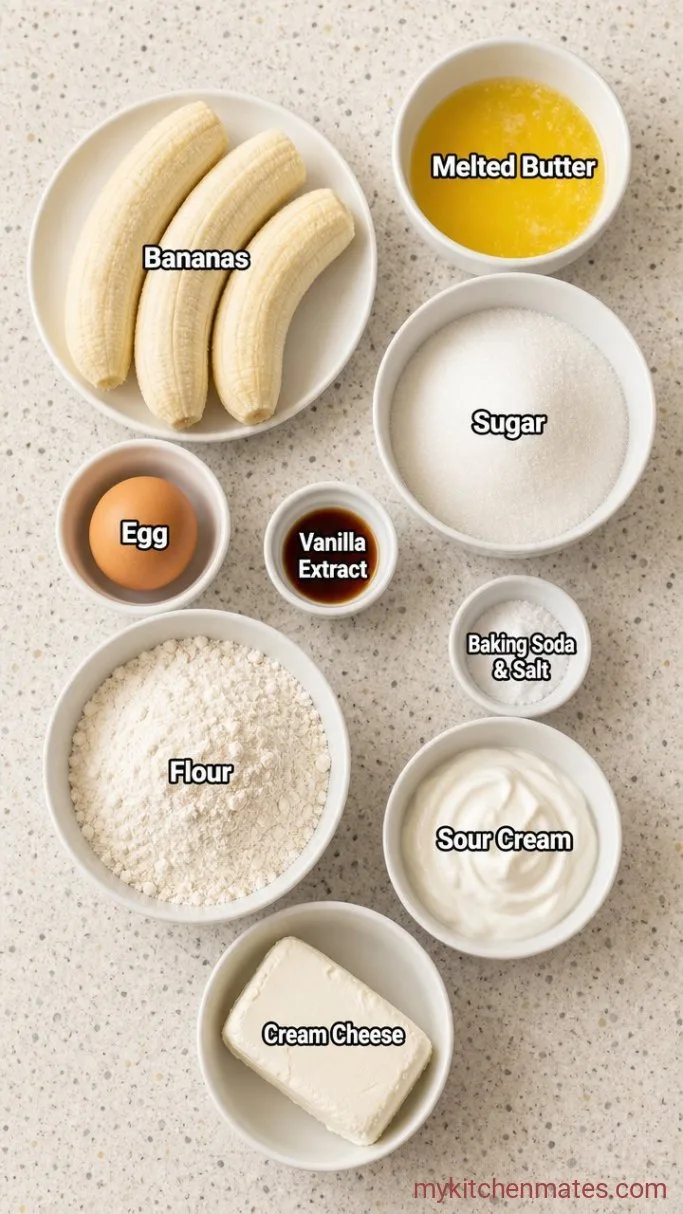 Cream Cheese Banana Bread with a Tangy Swirl Ingredients