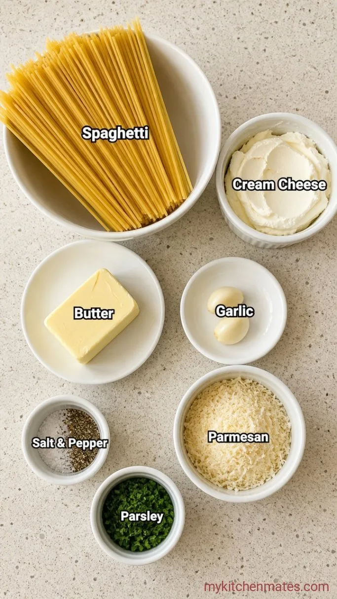 Quick Cream Cheese Spaghetti in 20 Minutes Ingredients