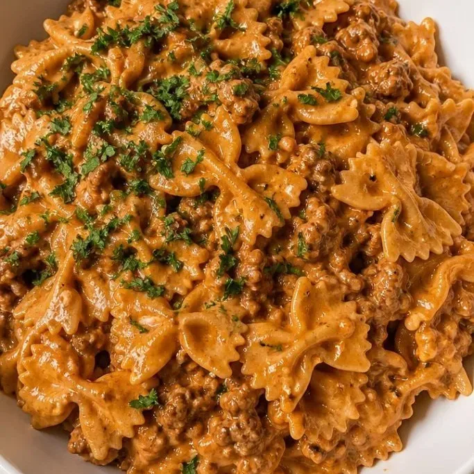 Creamy Beef And Bow Tie Pasta