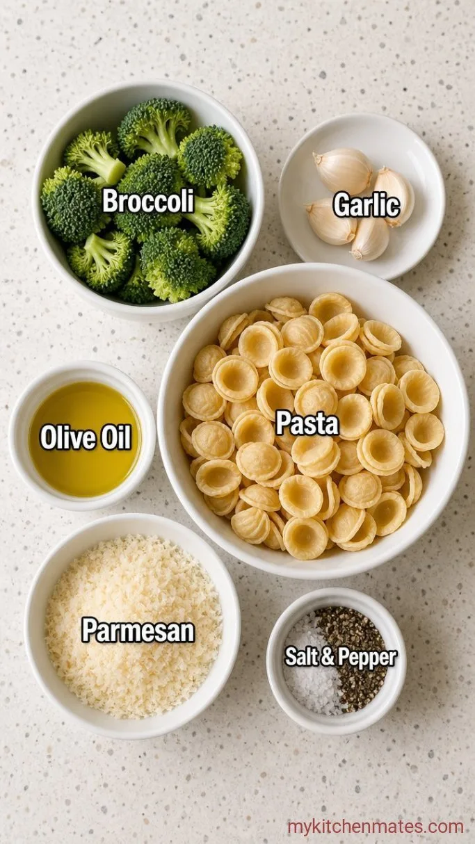 One-Pot Creamy Broccoli Pasta Ingredients
