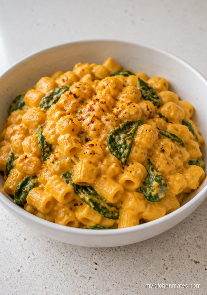 Creamy Butternut Squash and Spinach Pasta
