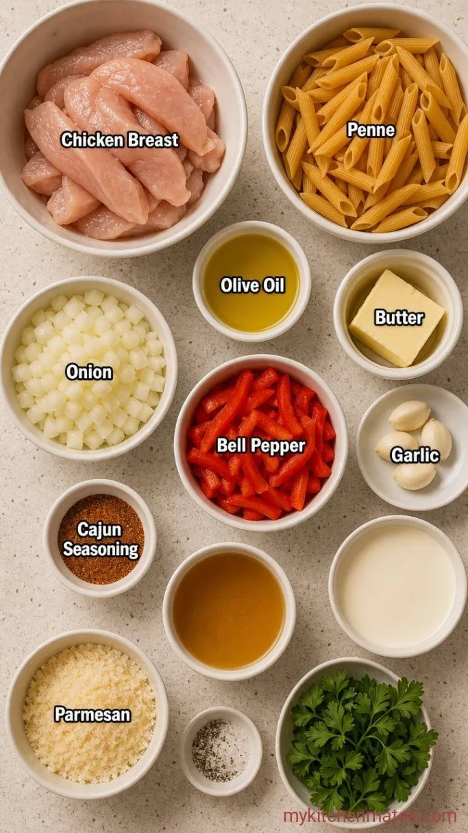 30-Minute Creamy Cajun Chicken Pasta Ingredients