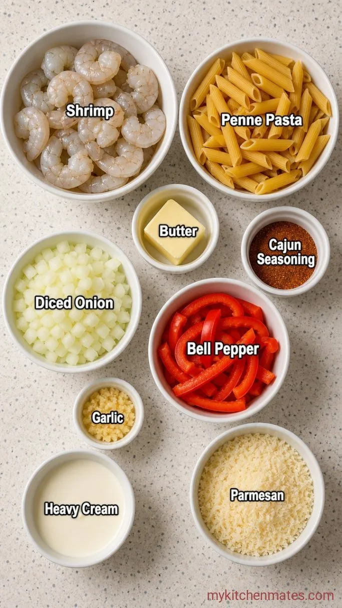 30-Minute Creamy Cajun Shrimp Pasta Ingredients