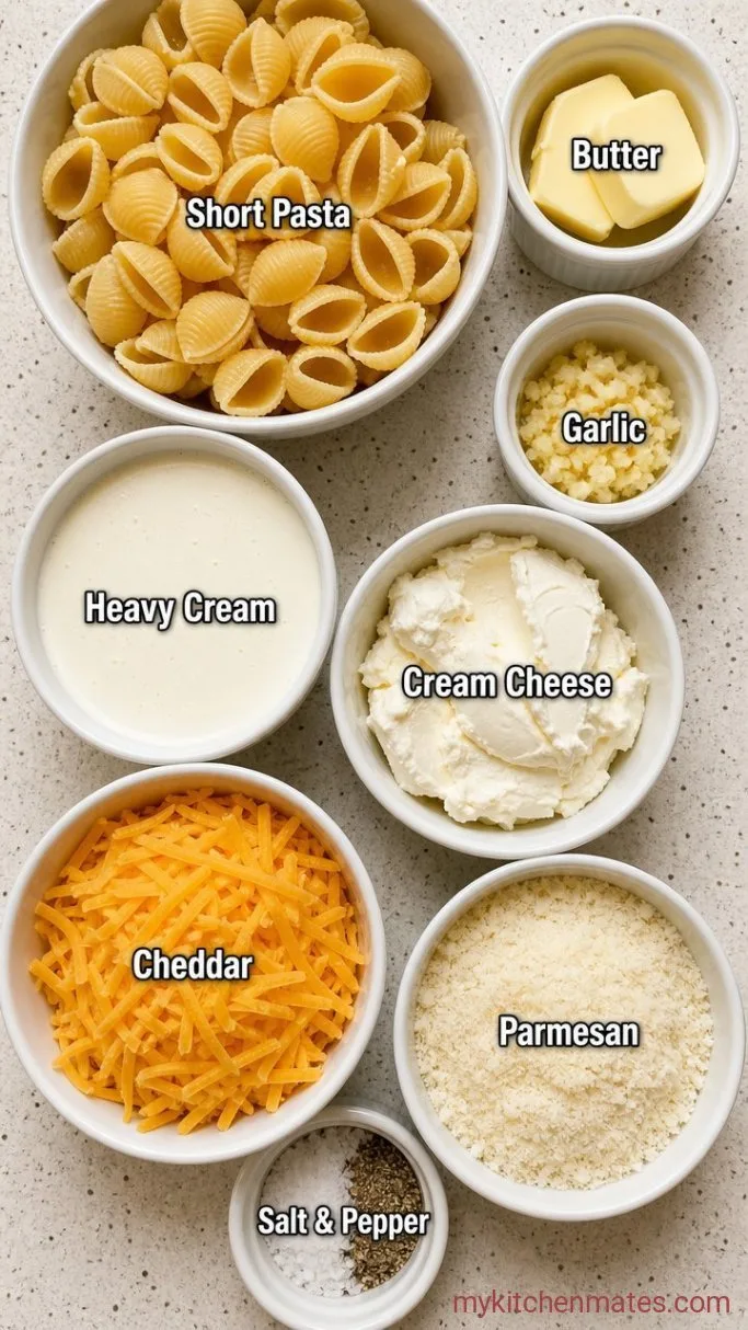 15-Minute Creamy Cheesy Pasta Ingredients