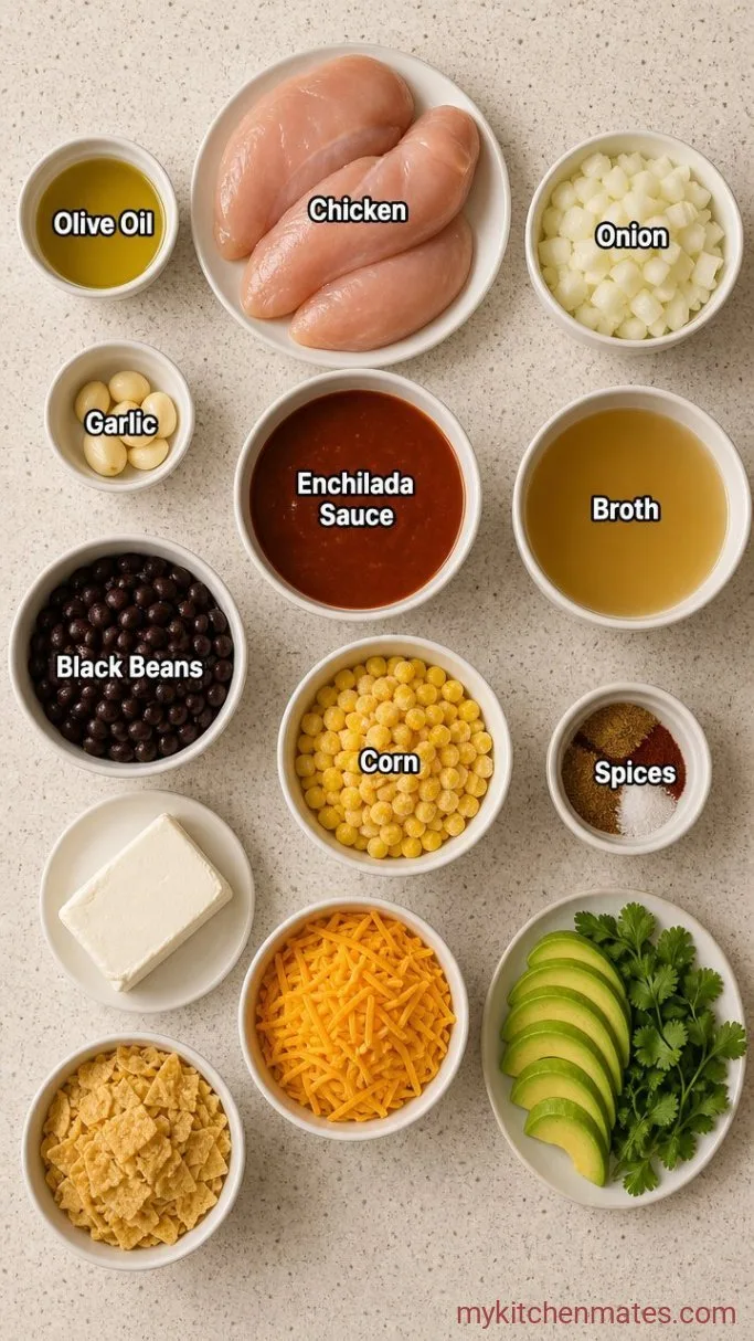 Creamy Chicken Enchilada Soup (One Pot, 30 Minutes) Ingredients