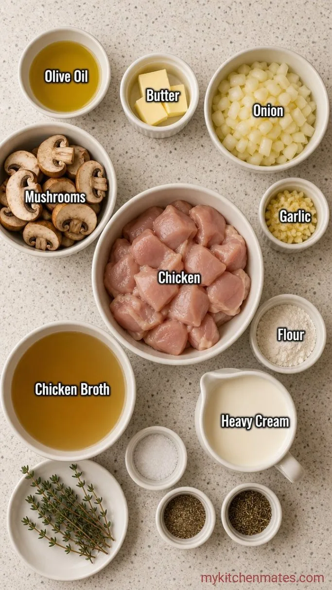 Cozy One-Pot Creamy Chicken Mushroom Soup Ingredients