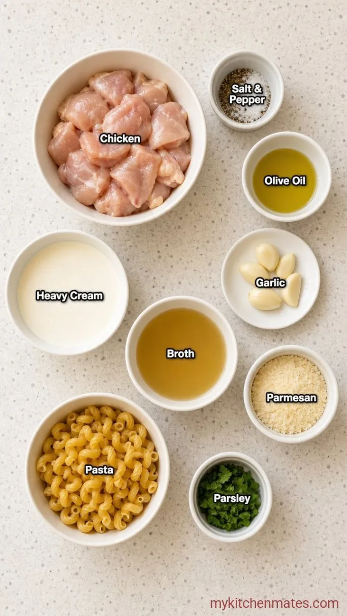 30-Minute Creamy Chicken Pasta Ingredients