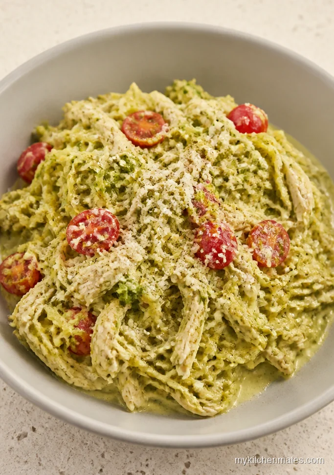 Creamy Chicken Pesto Spaghetti Squash