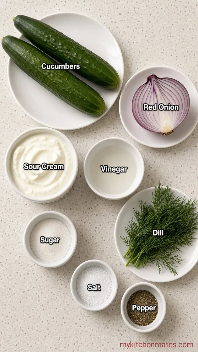 Creamy Cucumber Salad That Stays Crunchy Ingredients