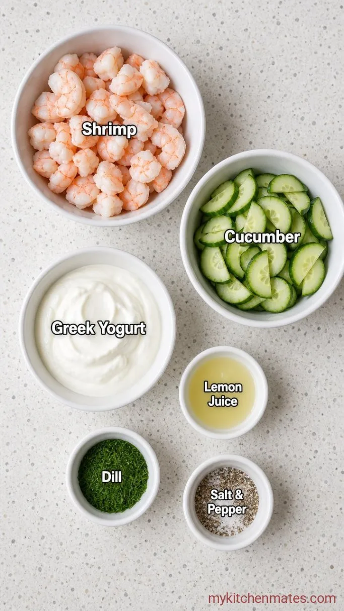 5-Ingredient Creamy Cucumber Shrimp Salad Ingredients