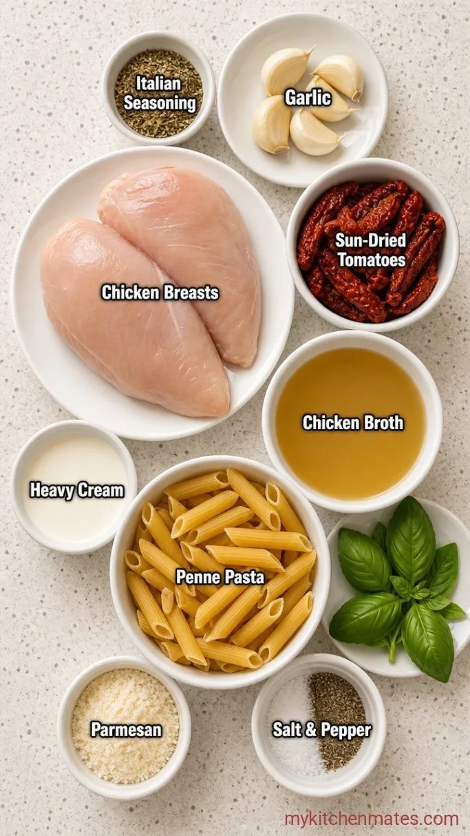 Creamy One-Pan Italian Chicken Pasta Ingredients
