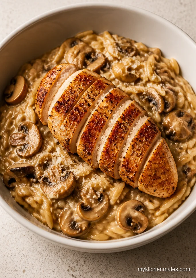 Creamy Mushroom Chicken with Orzo