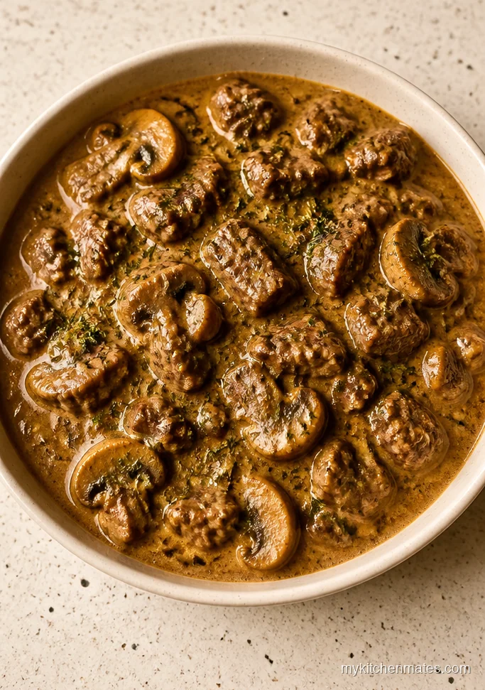 Creamy Mushroom Venison Stroganoff