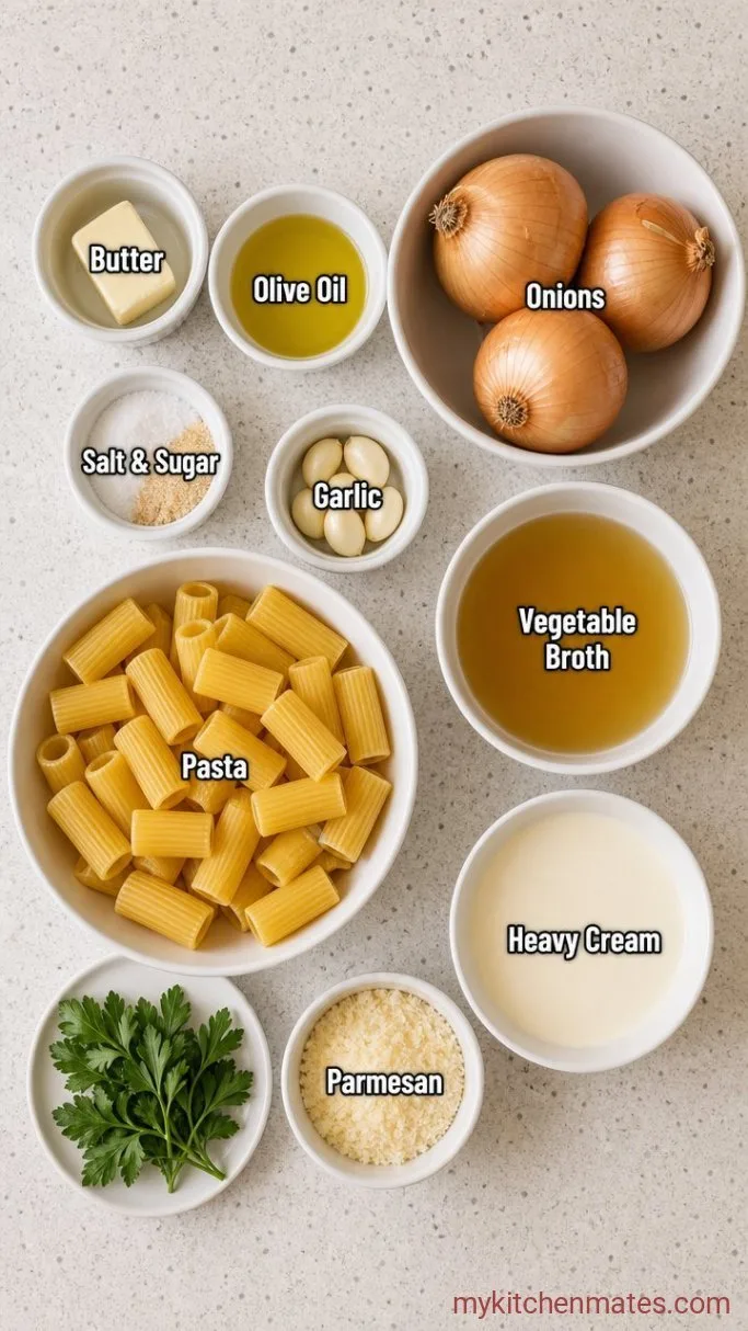 One-Pot Creamy Caramelized Onion Pasta Ingredients