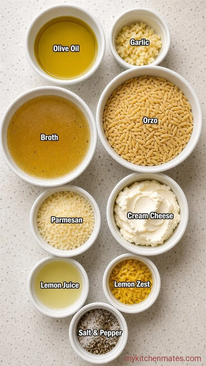 One-Pot Creamy Orzo Pasta Ingredients