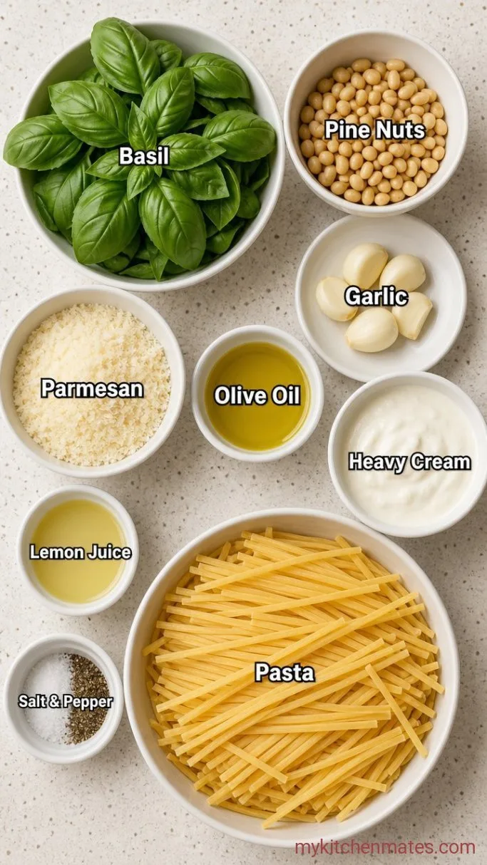 5-Minute Creamy Pesto Sauce Ingredients