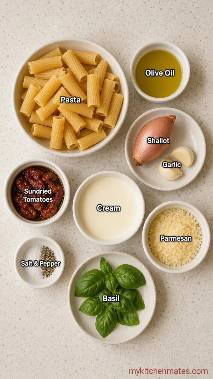 20-Minute Creamy Sundried Tomato Pasta Ingredients