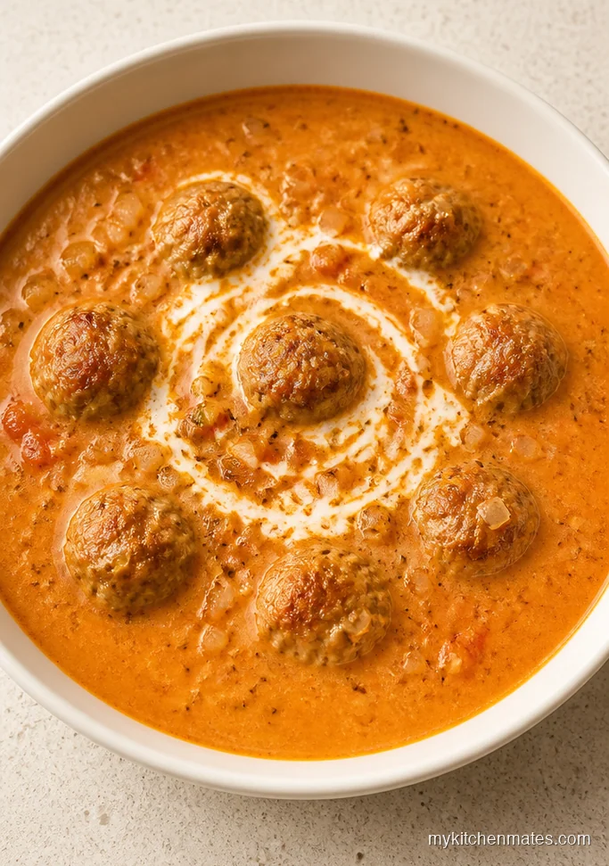 Creamy Tomato and Turkey Meatball Soup
