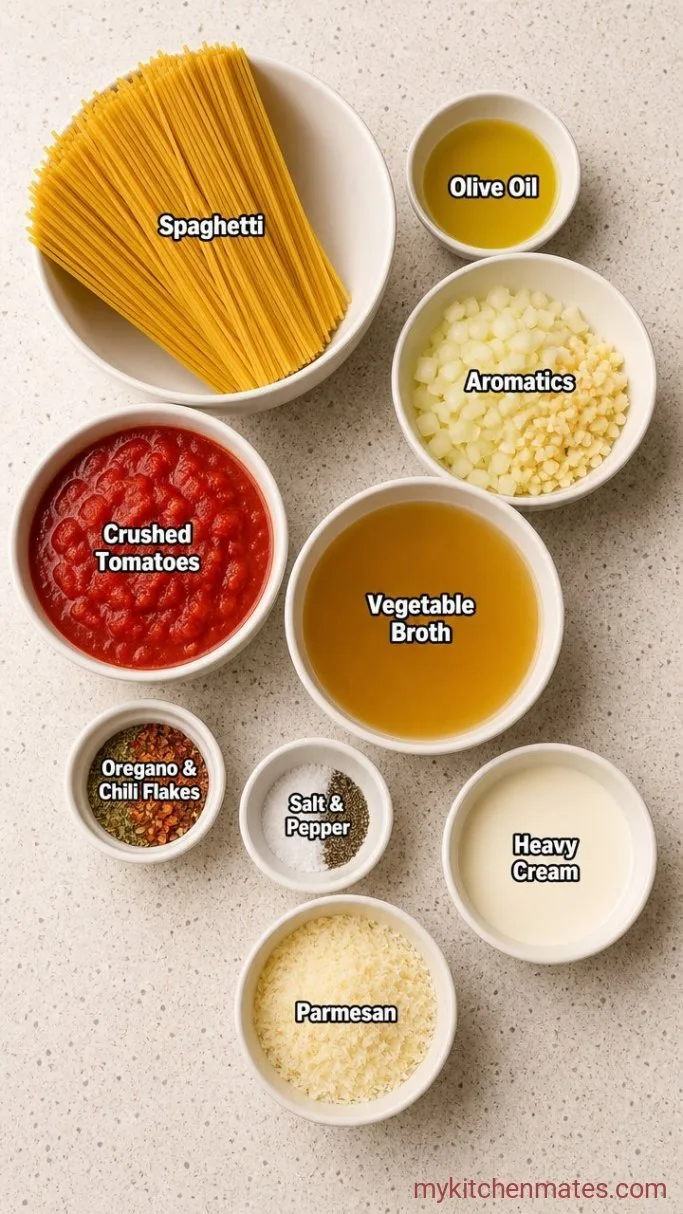 One-Pot Creamy Tomato Pasta Ready in 20 Minutes Ingredients
