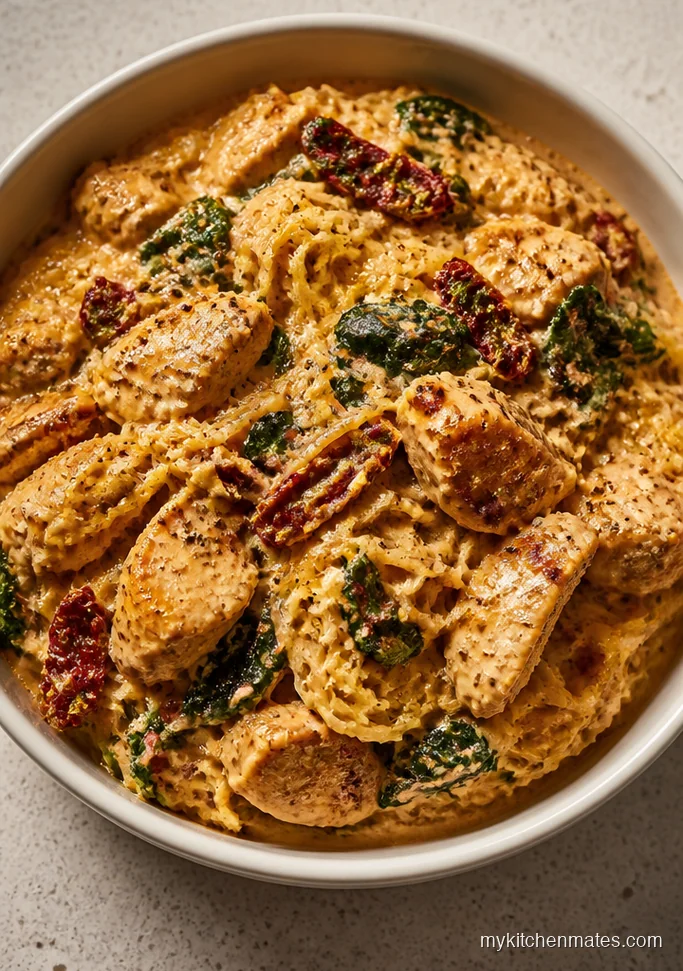 Creamy Tuscan Chicken Spaghetti Squash
