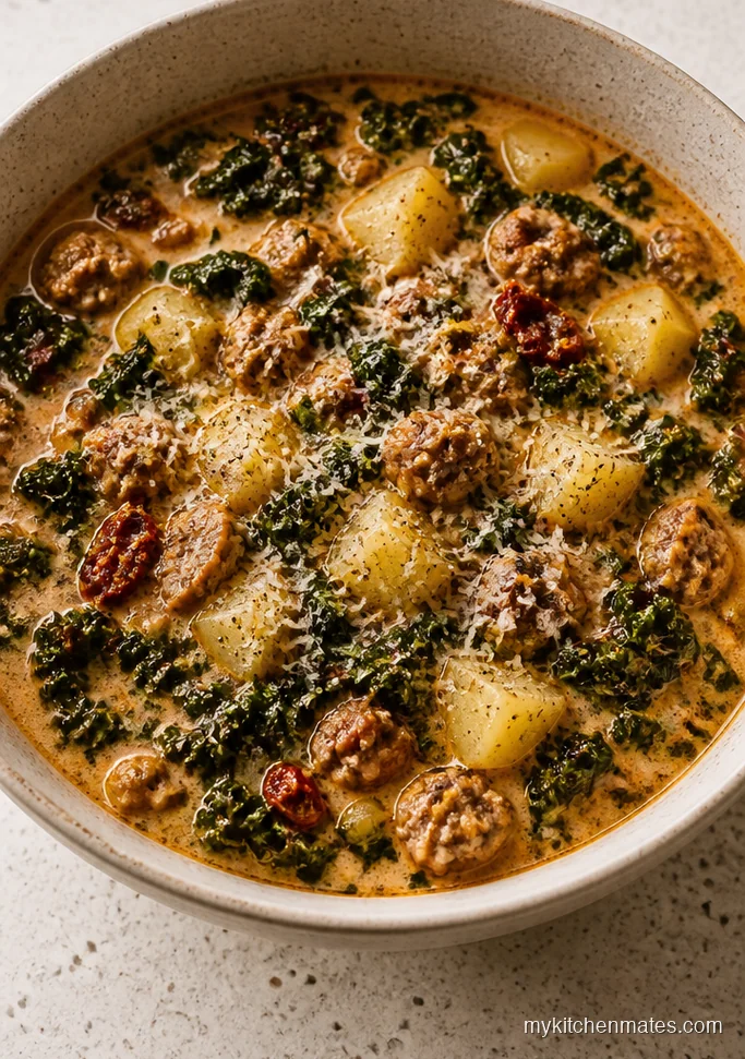 Creamy Tuscan Kale Soup with Turkey Sausage