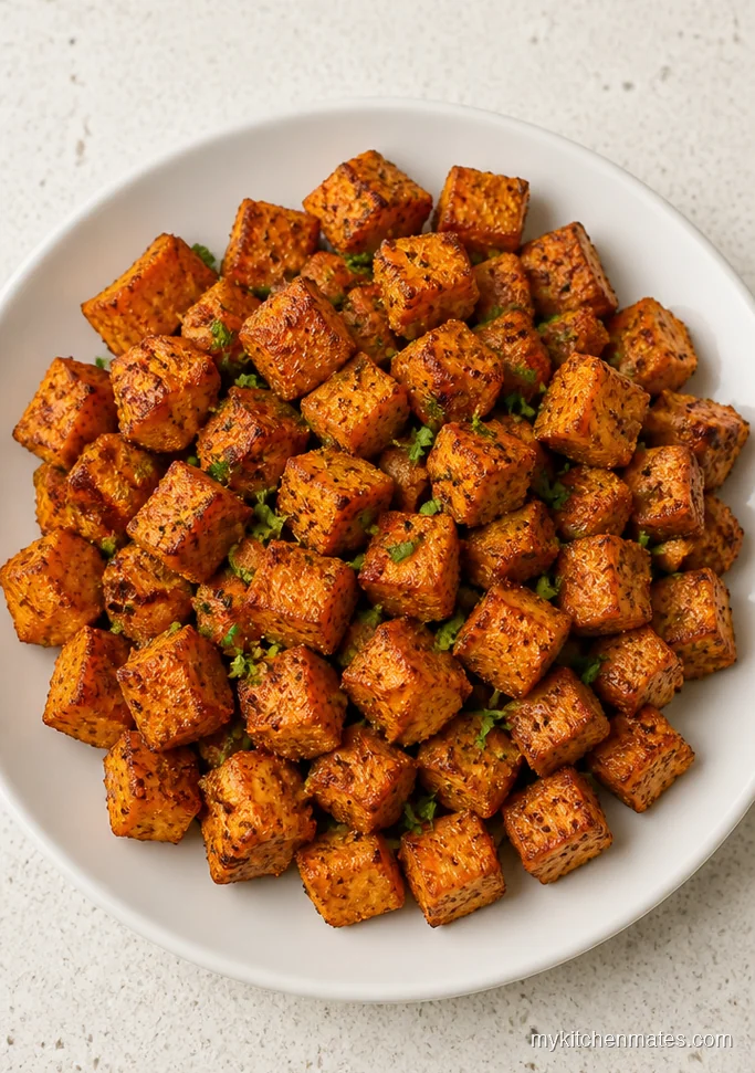 Crispy Oven Roasted Sweet Potato Cubes