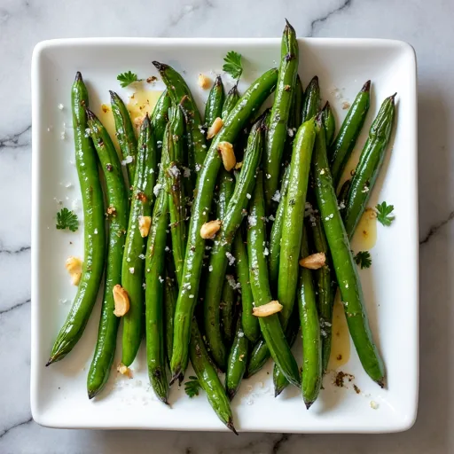 Crispy Roasted Green Beans with Garlic and Herbs