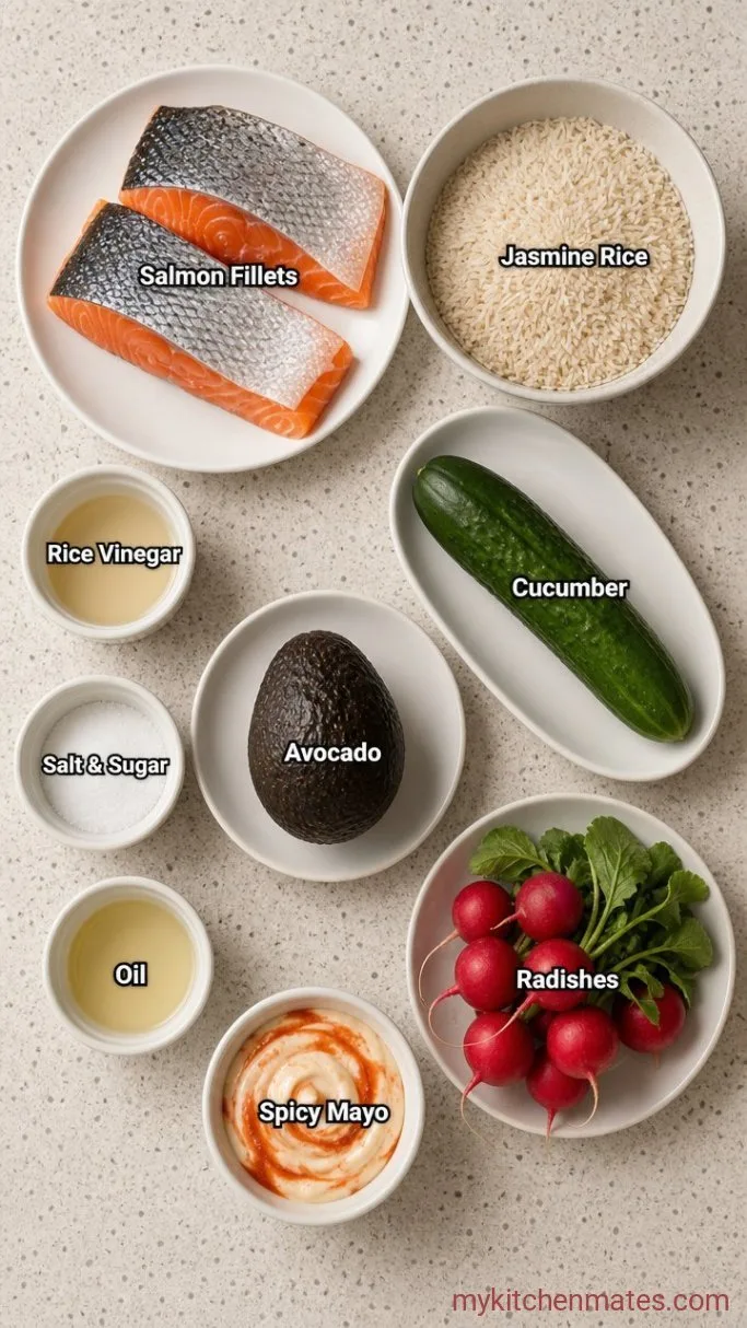 Quick Crispy Salmon Bowl Ingredients