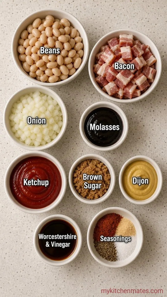 Rich and Smoky Crockpot Baked Beans Ingredients