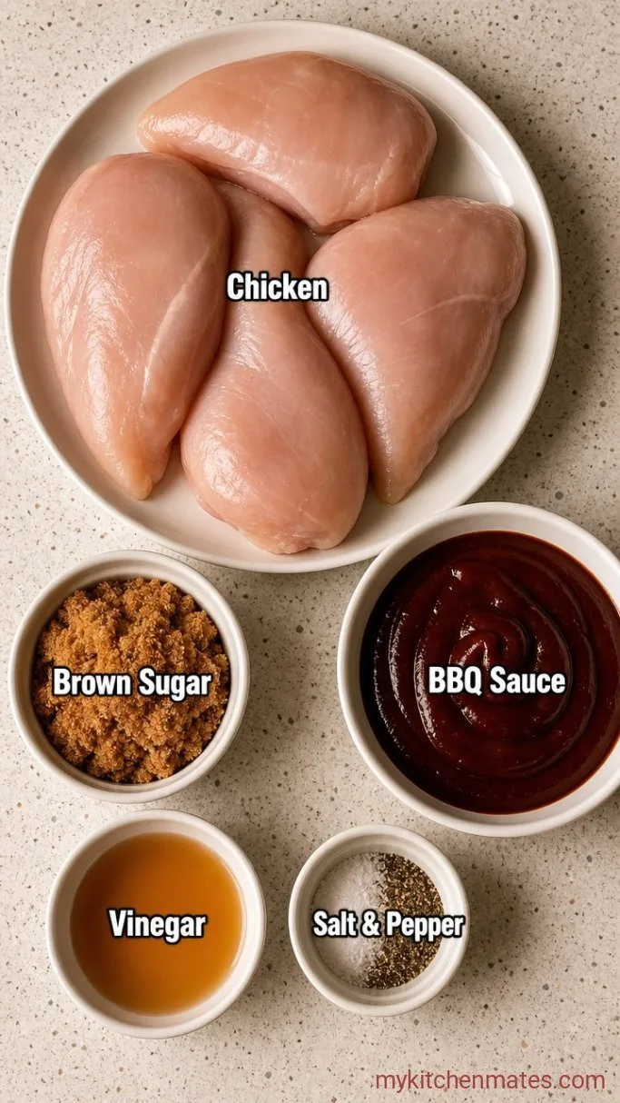 Crockpot BBQ Pulled Chicken (4 Ingredients, Super Juicy) Ingredients