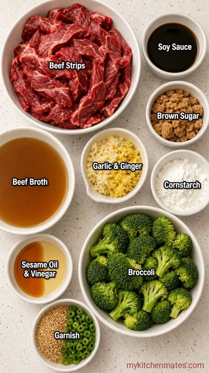 Tender Crockpot Beef and Broccoli Ingredients