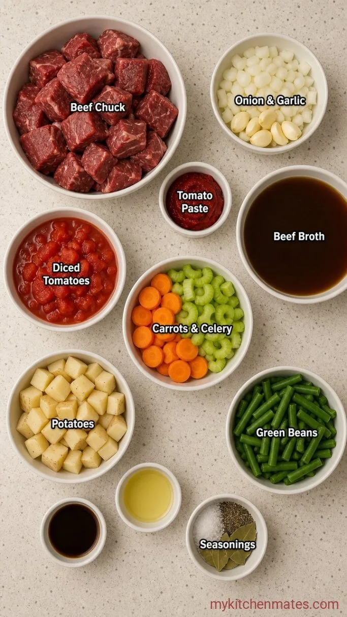 Hearty Crockpot Beef Vegetable Soup Ingredients