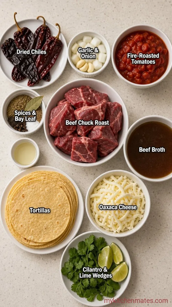 Crockpot Birria Tacos with Rich Dipping Consommé Ingredients