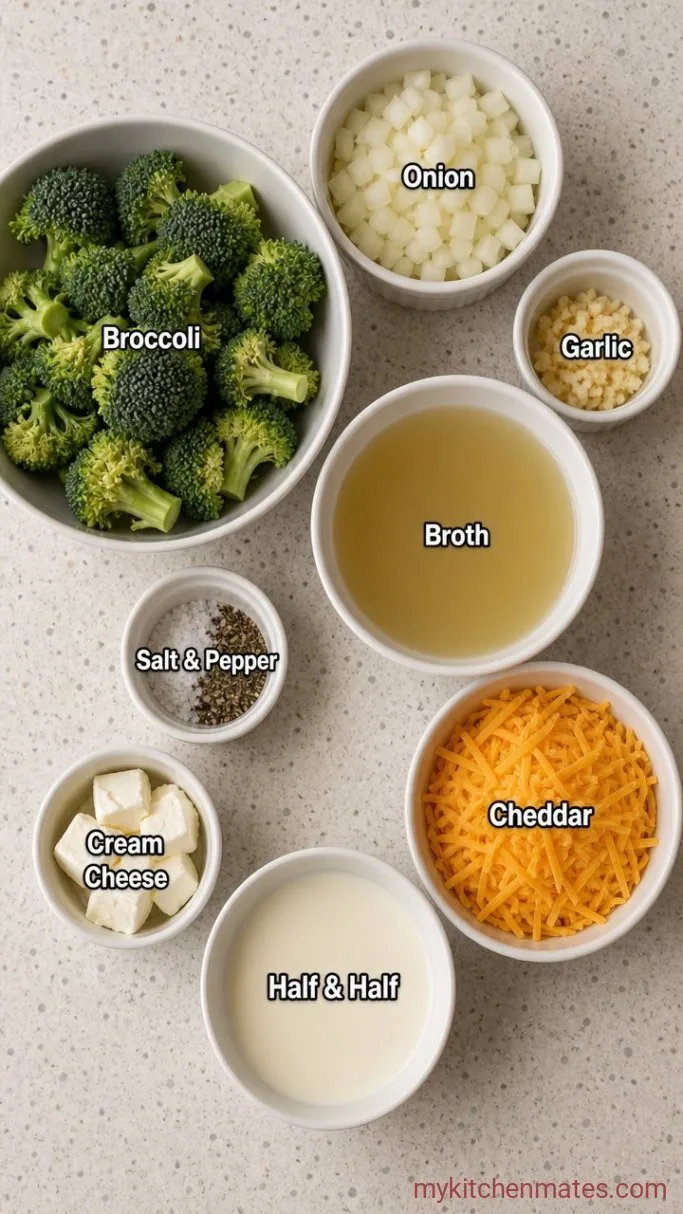 Creamy Crockpot Broccoli Cheese Soup Ingredients