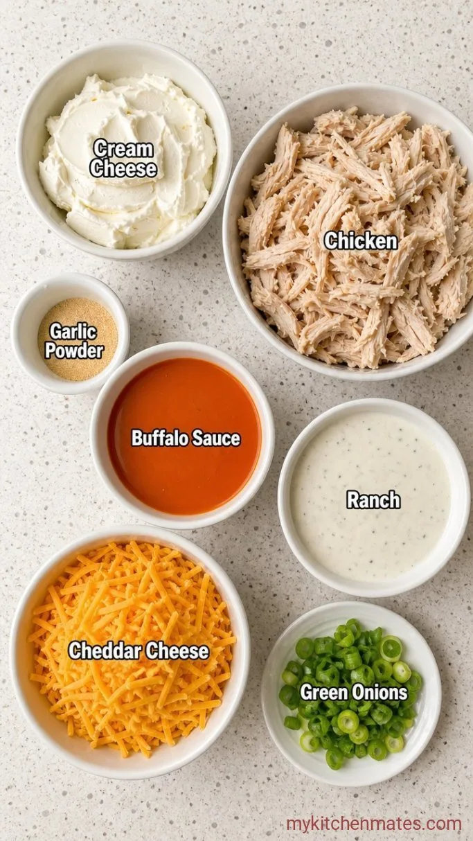 Creamy Crockpot Buffalo Chicken Dip (Set It and Forget It) Ingredients