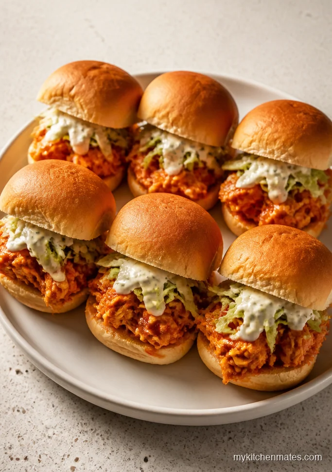 Crockpot Buffalo Ranch Chicken Sliders