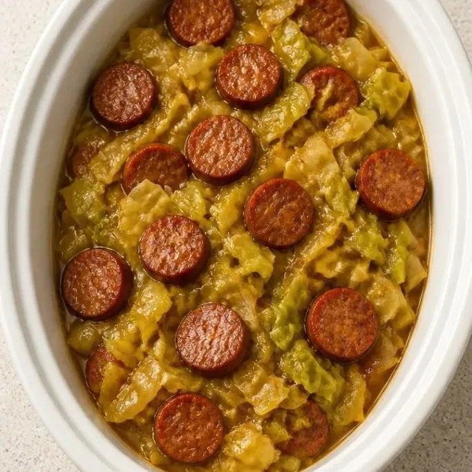 Smoky, Tender Crockpot Cabbage and Sausage Crockpot Cabbage and Sausage