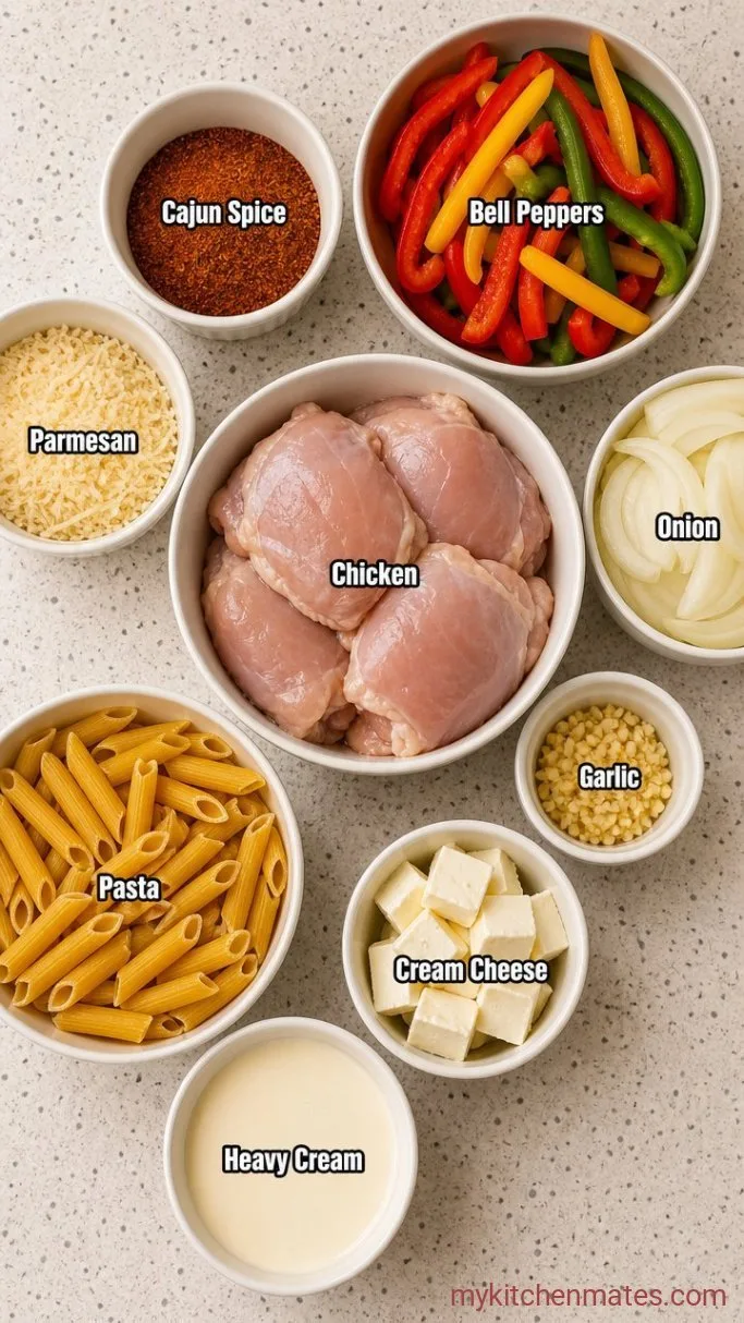 Creamy Crockpot Cajun Chicken Pasta Ingredients