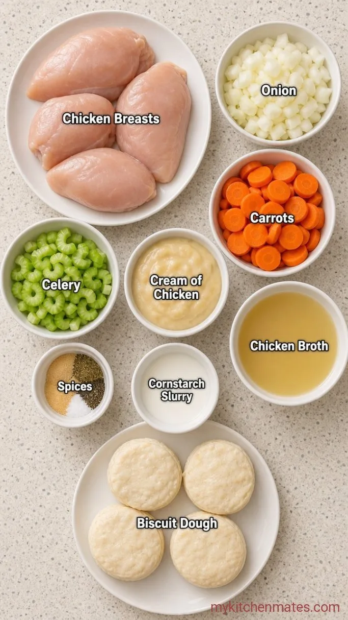Creamy Crockpot Chicken and Biscuits Ingredients