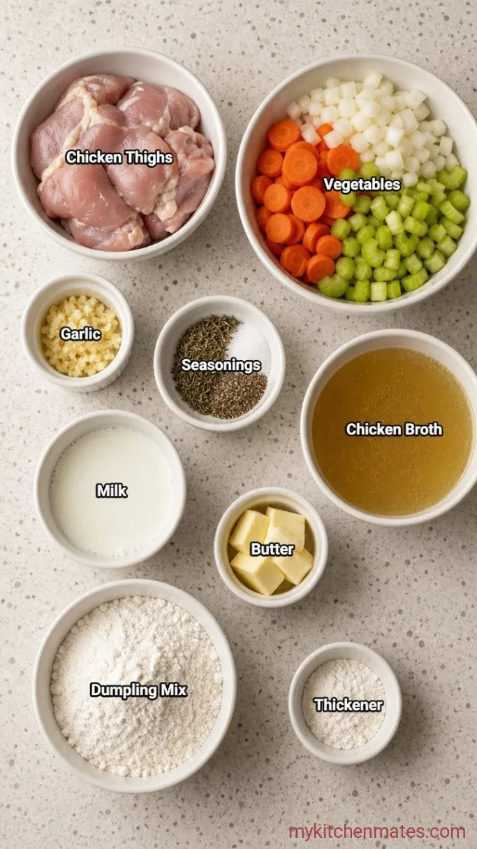 Creamy Crockpot Chicken and Dumplings (No Canned Soup) Ingredients