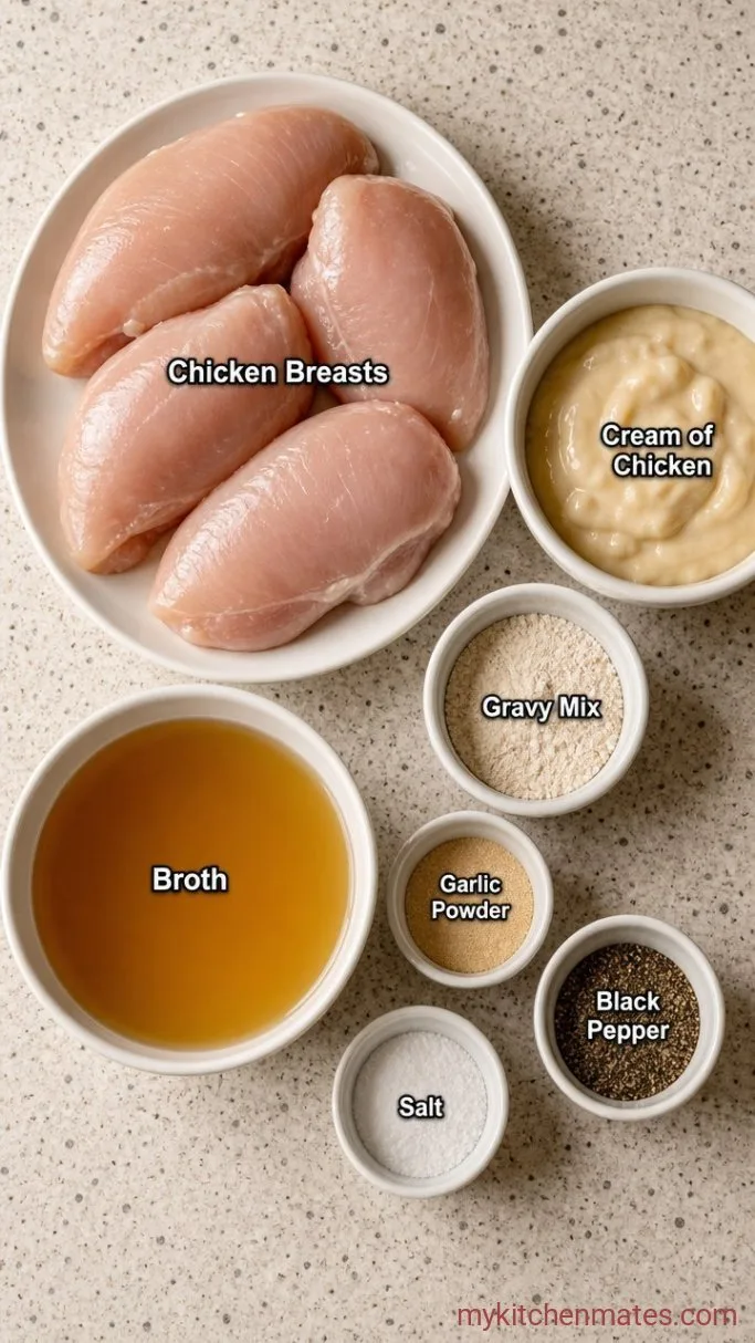 4-Ingredient Crockpot Chicken and Gravy Ingredients