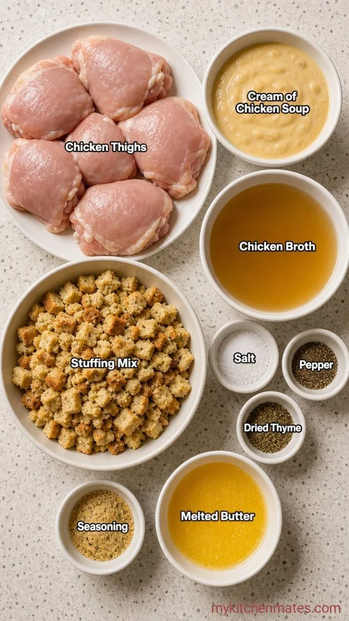 Crockpot Chicken and Stuffing Ingredients