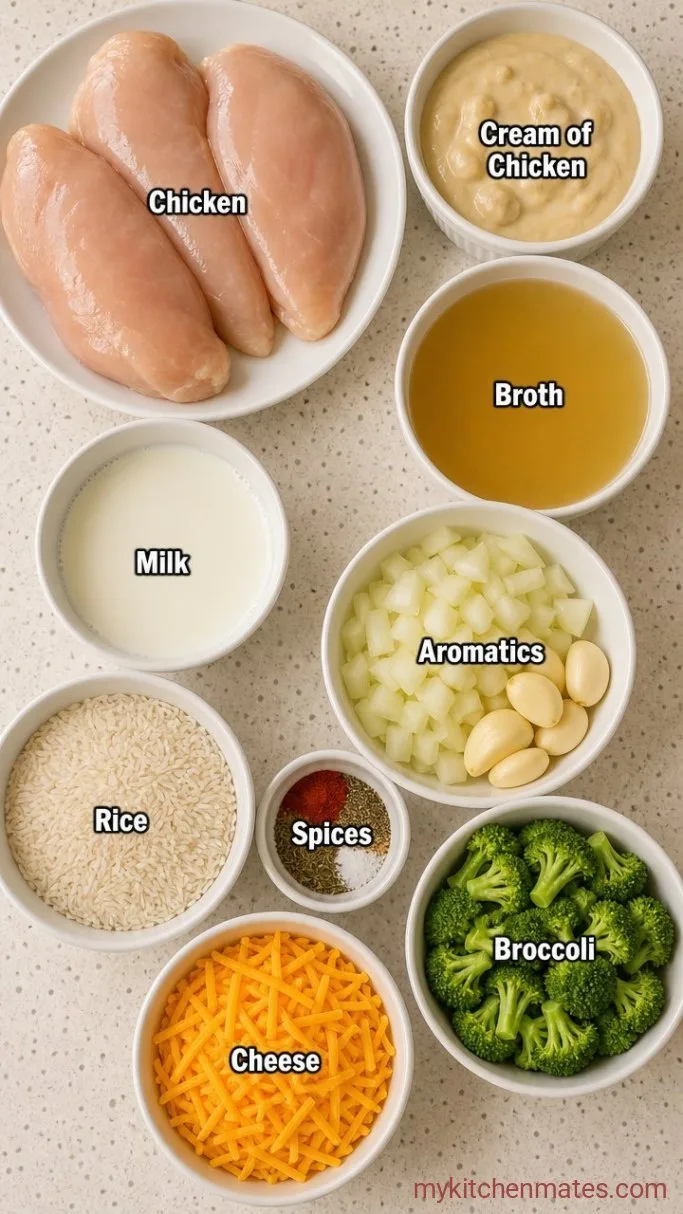 Creamy Crockpot Chicken Broccoli Rice Ingredients