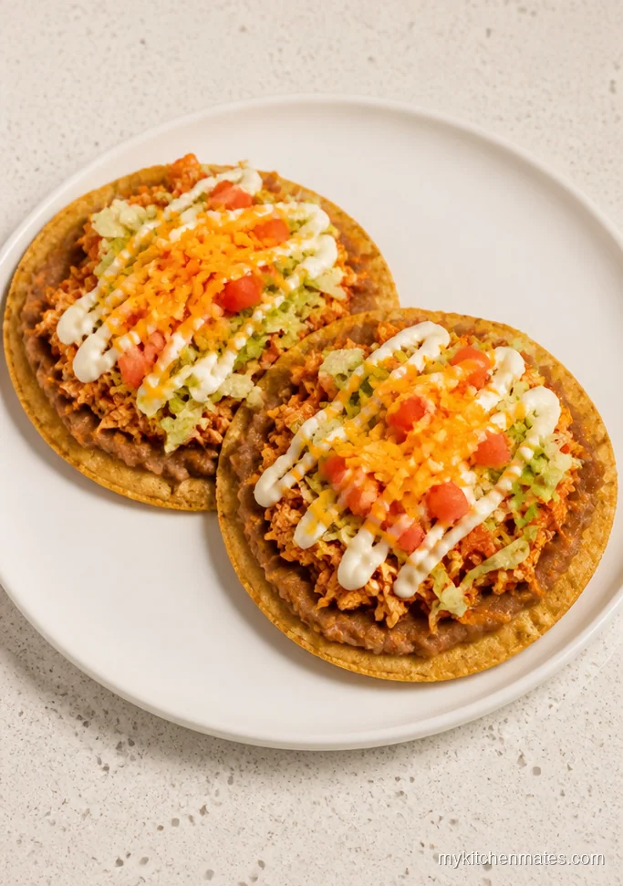 Crockpot Chicken Enchilada Tostadas