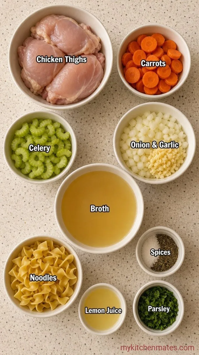 Easy Crockpot Chicken Noodle Soup Ingredients